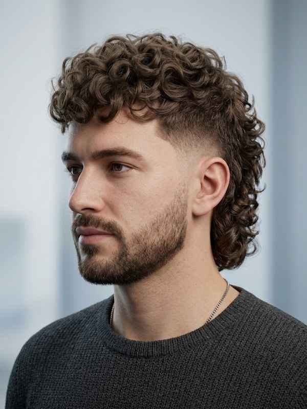 _Burst Fade Mullet Curly Hair