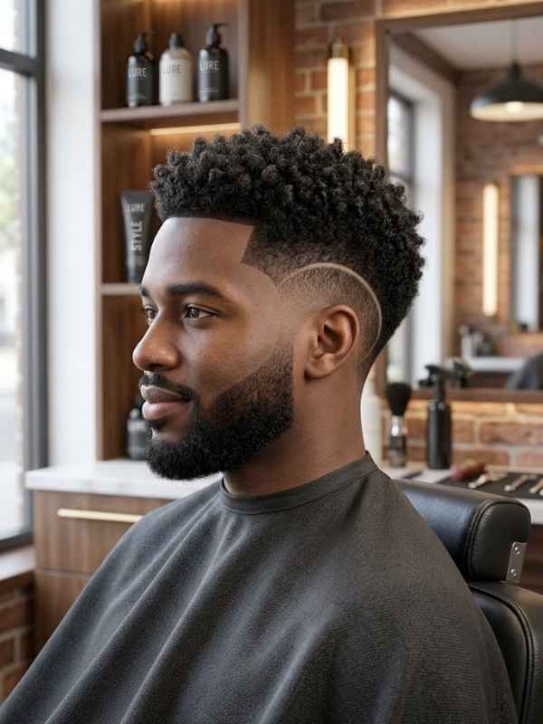 Burst Fade with Short Curly Top