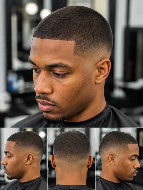 Buzz Cut with Mid Taper Fade.