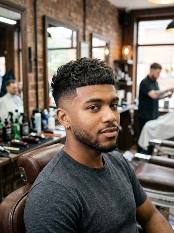 Crop Top Fade with Mid Taper.