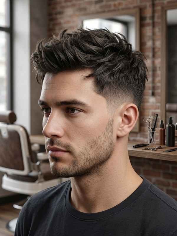 Low Taper Fade Short Messy Hair