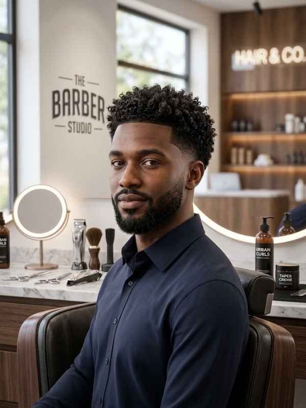 Low Taper Fade with Curly Hair
