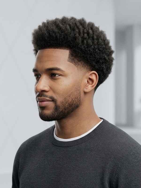 Low Taper Fade with Natural Afro
