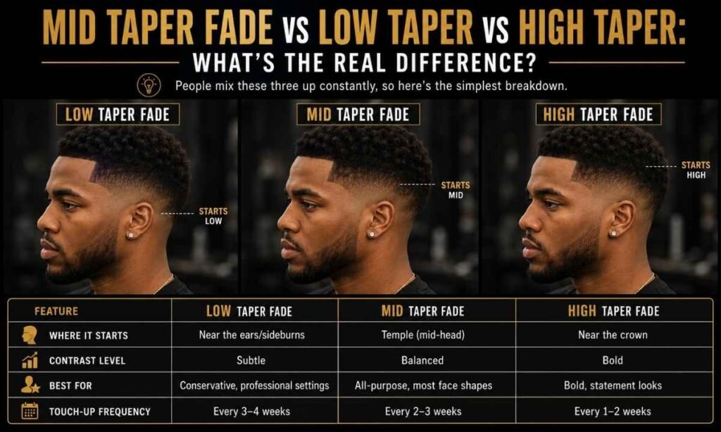 Mid Taper Fade vs Low Taper vs High Taper What s the Real Difference