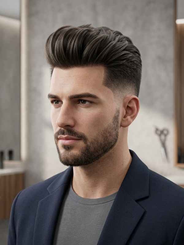 Quiff with Low Taper Fade
