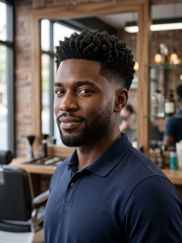 Short Coily Top with Low Taper Fade