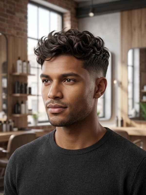 Short Wavy Textured Crop with Low Taper Fade