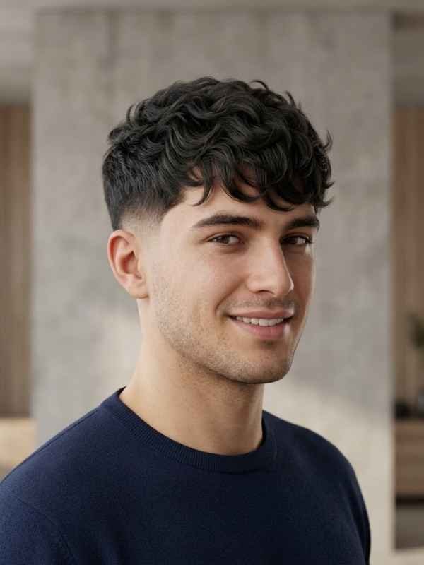 Wavy Fringe with Low Taper Fade