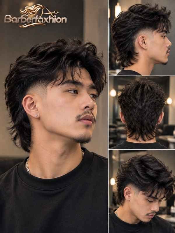 Low Burst Fade Mullet with Beard