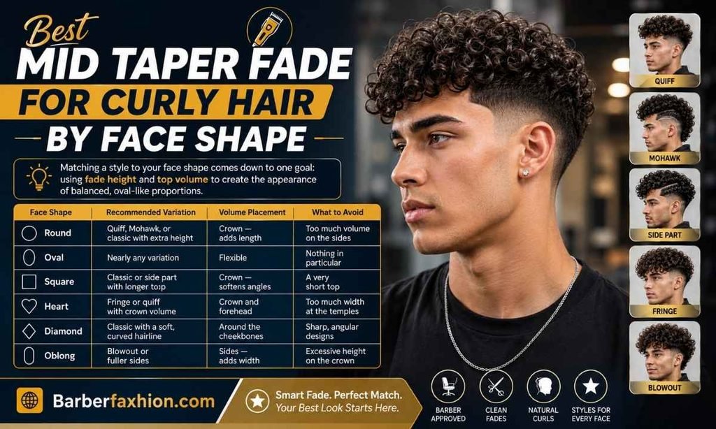 Best Mid Taper Fade for Curly Hair by Face Shape