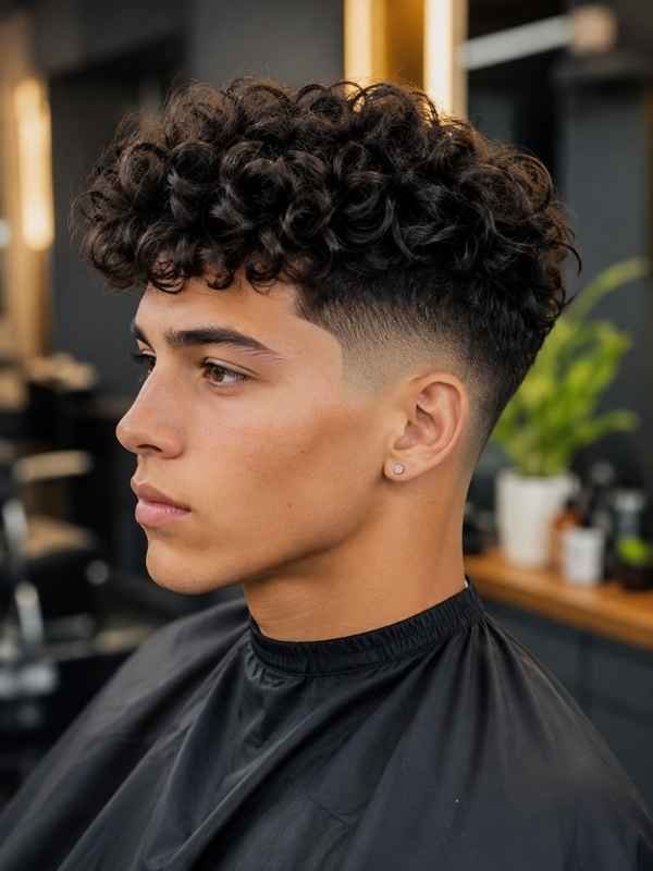 Classic Mid Taper Fade with Natural Curls