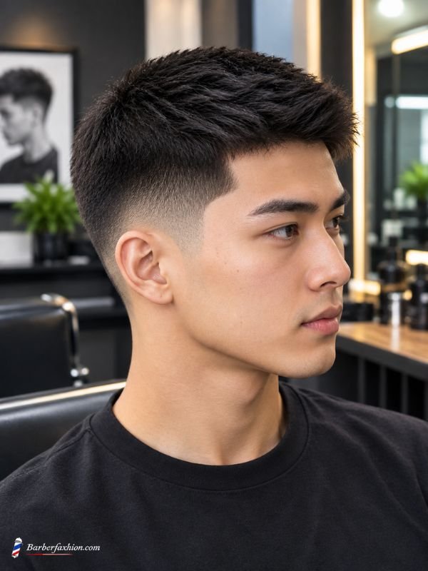 Crew Cut Mid-Taper Fade Straight Hair