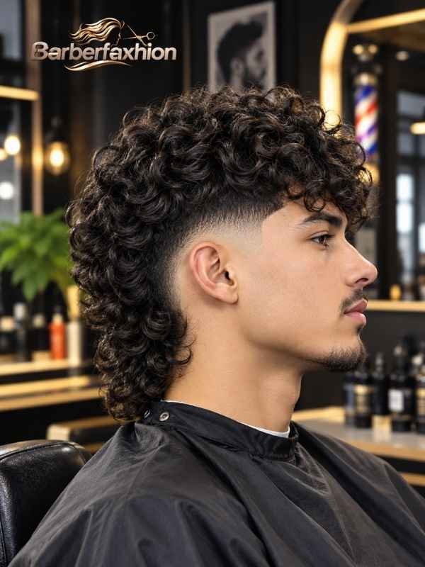 Curly Low Burst Fade Mullet