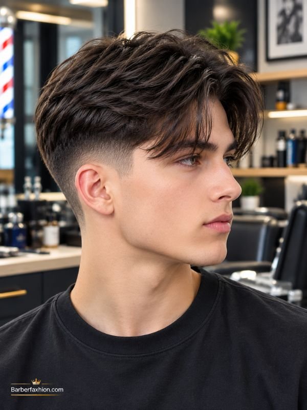  Curtain Bangs Mid Taper Fade Straight Hair