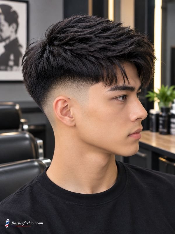 Disconnected Mid Taper Fade Straight Hair
