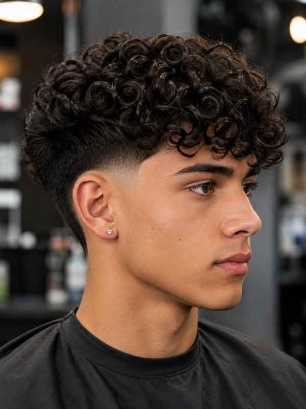 Disconnected Mid Taper with Curly Top