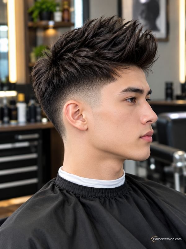 Faux Hawk Mid Taper Fade Straight Hair