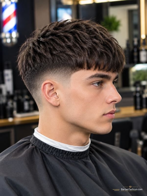  French Crop Mid Taper Fade Straight Hair