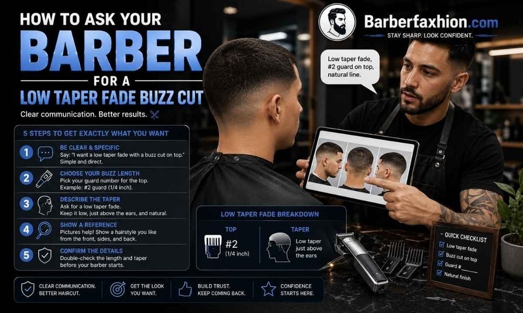 How to Ask Your Barber for a Low Taper Fade Buzz Cut