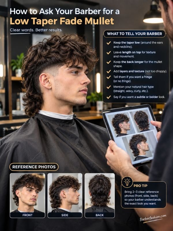 How to Ask Your Barber for a Low Taper Fade Mullet