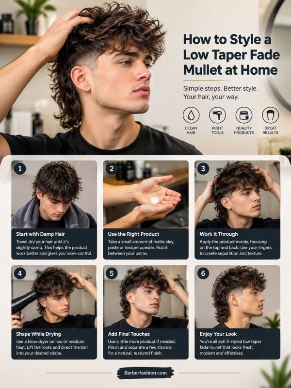 How to Style a Low Taper Fade Mullet at Home