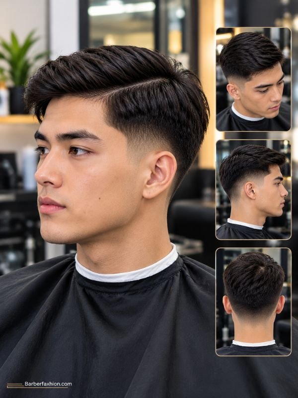 Ivy League Mid Taper Fade Straight Hair