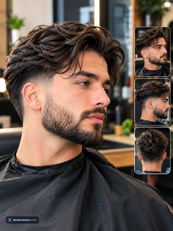 Long Hair Taper Fade With a Beard