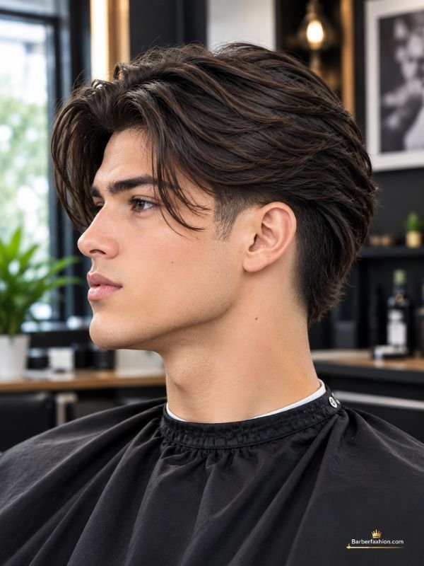 Long Hair Taper Fade for Straight Hair