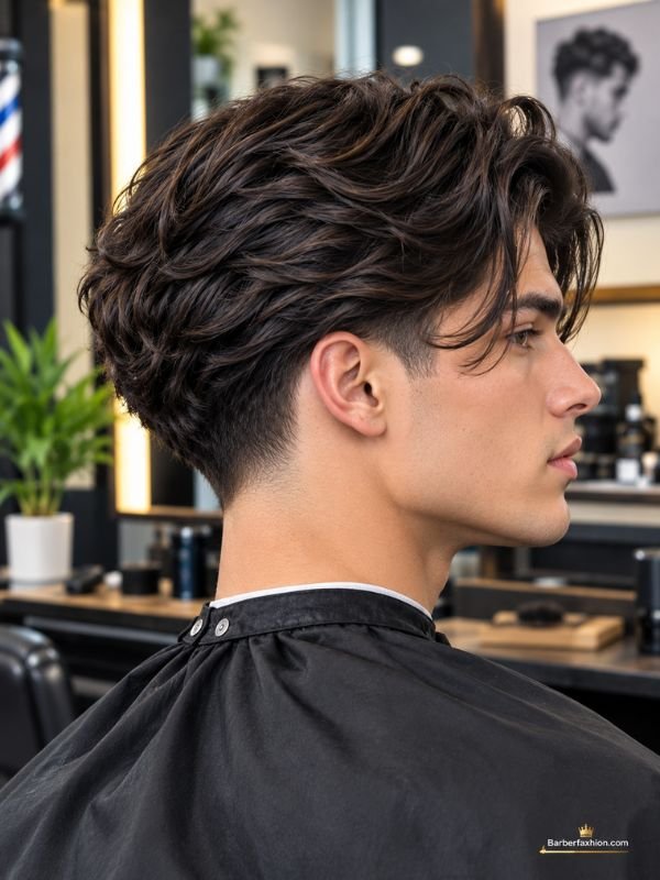 Long Hair Taper With a Clean Neckline