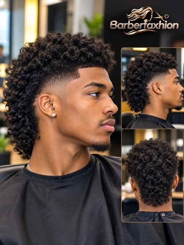Low Burst Fade Mullet for Black Men