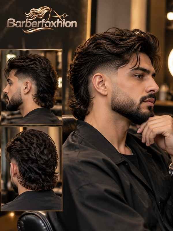 Low Burst Fade Mullet with Beard