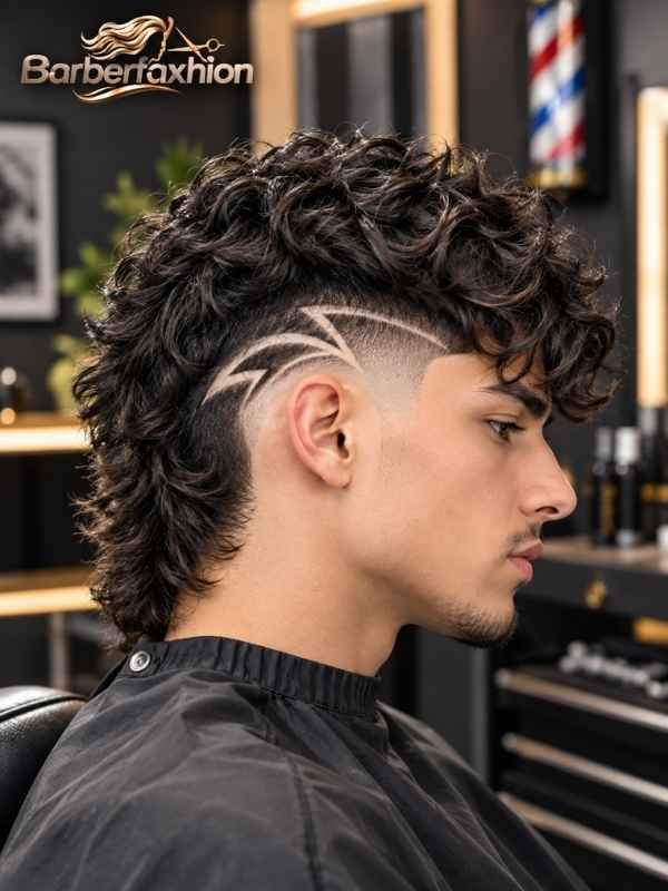 Low Burst Fade Mullet with Design