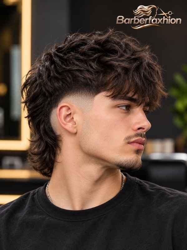 Low Burst Fade Mullet with Fringe