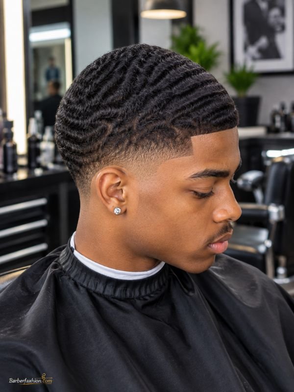 Low Taper Fade With 360 Waves for Black Boys