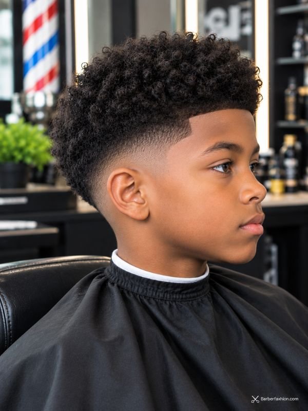  Low Taper Fade With Afro Top for Black Kids