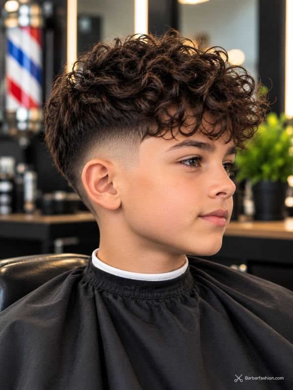 Low Taper Fade With Curly Top