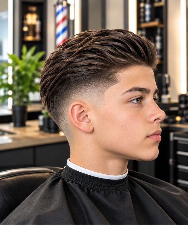  Low Taper Fade With Slicked-Back Top