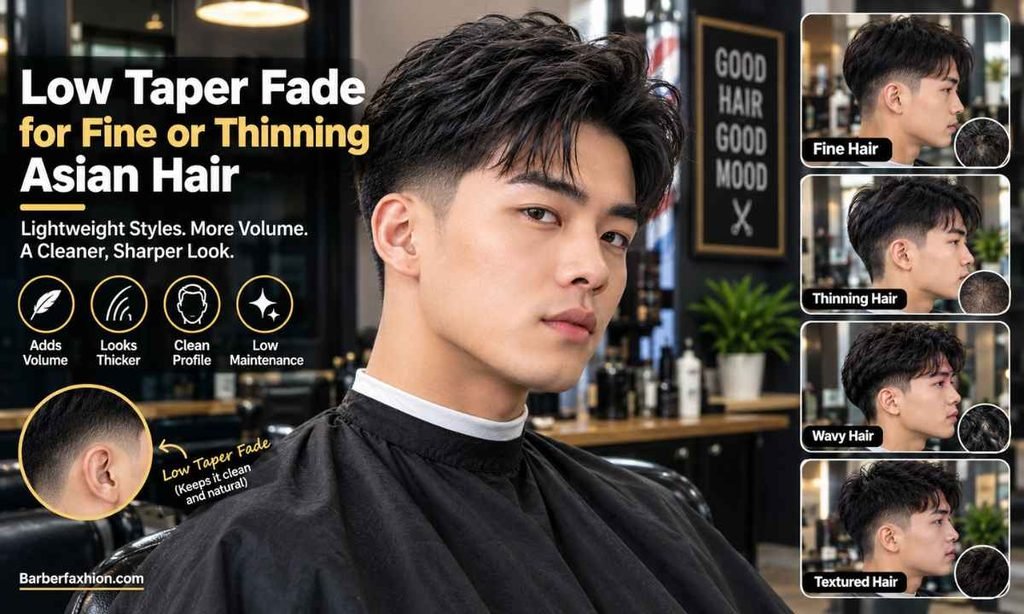Low Taper Fade for Fine or Thinning Asian Hair