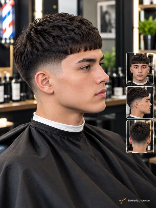 Mid Taper Fade With a Caesar Cut