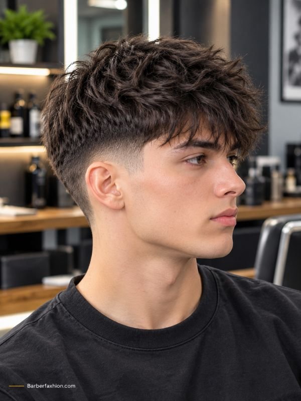 Messy Fringe Mid-Taper Fade Straight Hair