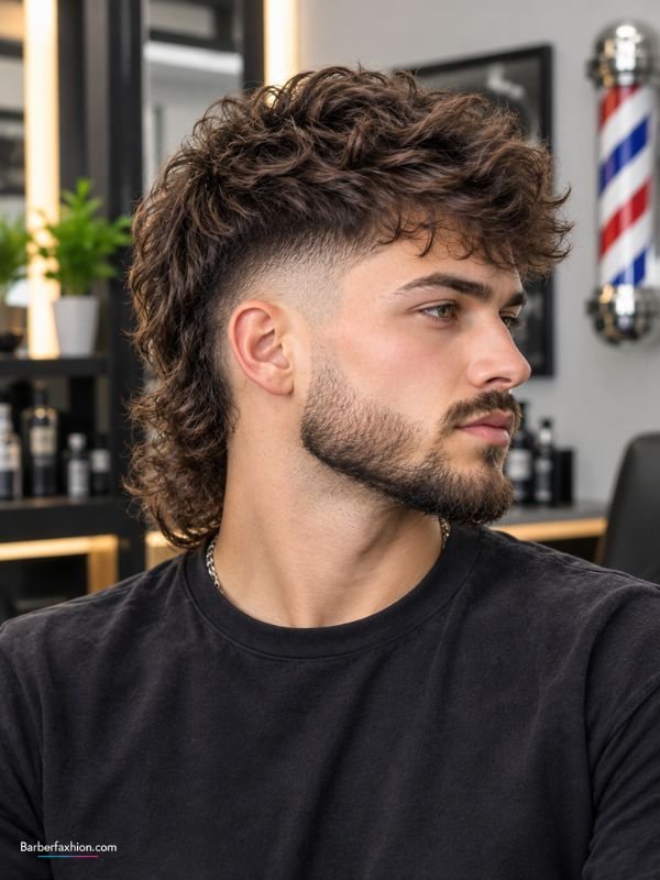 Mid Fade Mullet With Beard