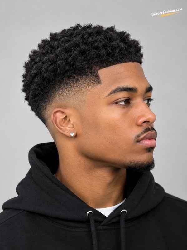Mid Taper Fade Black Male  Afro-Textured