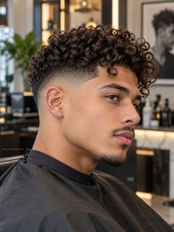 Mid Taper Fade Curly Hair