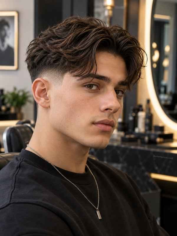 Mid Taper Fade Middle Part