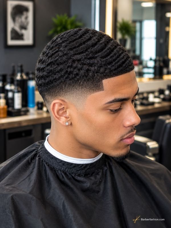 Mid Taper Fade With 360 Waves