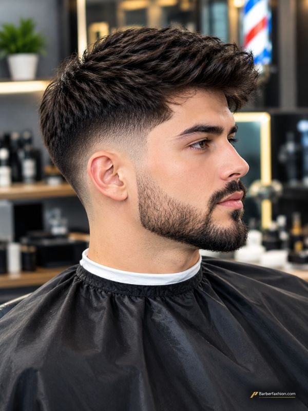  Mid Taper Fade With Beard for Straight Hair
