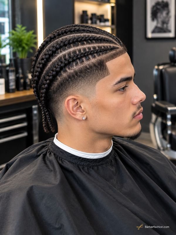 Mid Taper Fade With Cornrows