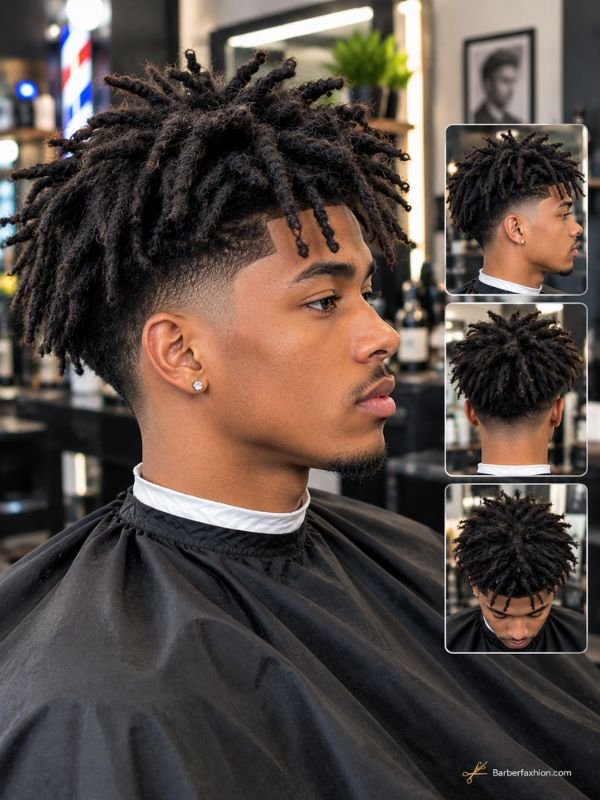 Mid Taper Fade With Freeform Locs