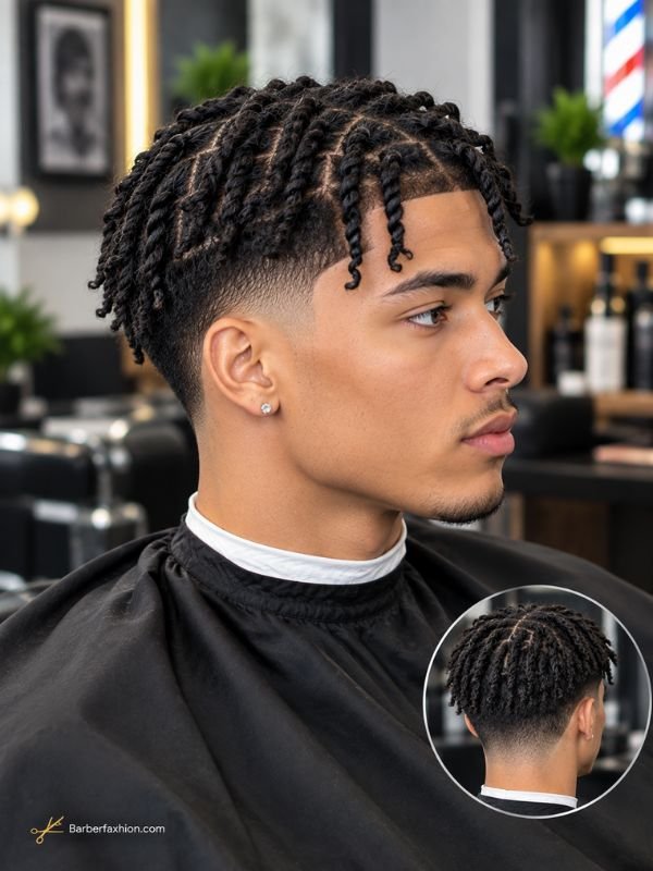 Mid Taper Fade With Two-Strand Twists