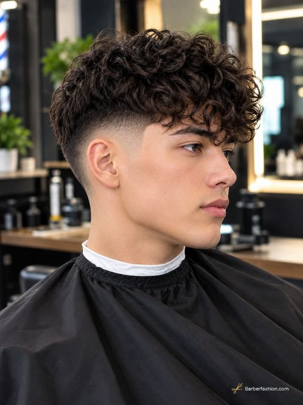 Mid Taper Fade With a Curly Fringe